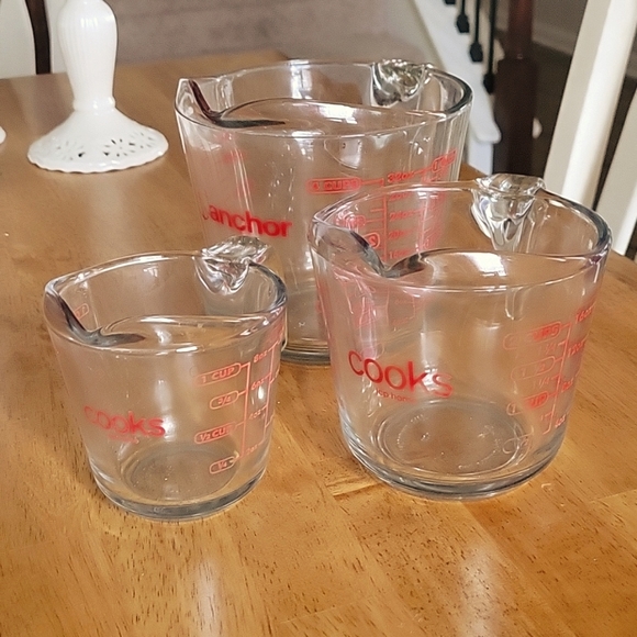 Anchor Hocking Kitchen Set Of 3 Prepware Glass Measuring Cup 8 Oz 6